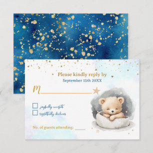 Sleepy Teddy Bear Boy Baby Shooting Card RSVP Karte