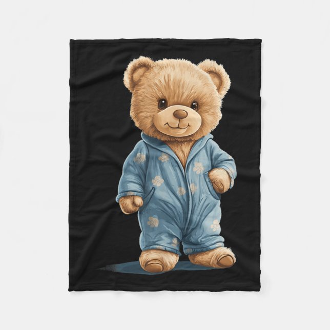 Sleepy Teddy Bear In Comfy Pajamas For Boys And Gi Fleecedecke (Vorderseite)
