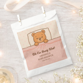 Sleepy Teddy Bear Light Pink Baby Dusche Geschenktütchen