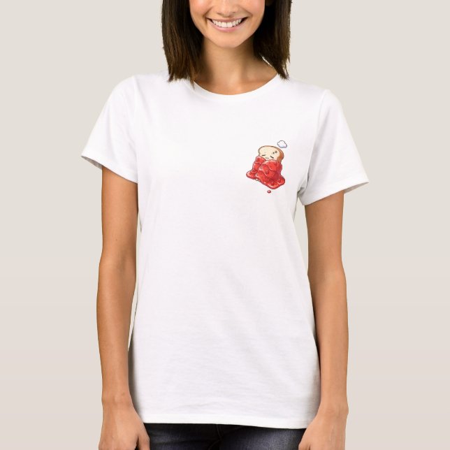 Sleepy Toast Slice Snug in a Glossy Strawberry Jam T-Shirt (Vorderseite)