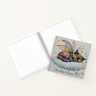 Sleepy Tortie Fairy Spiral Notebook Notizbuch