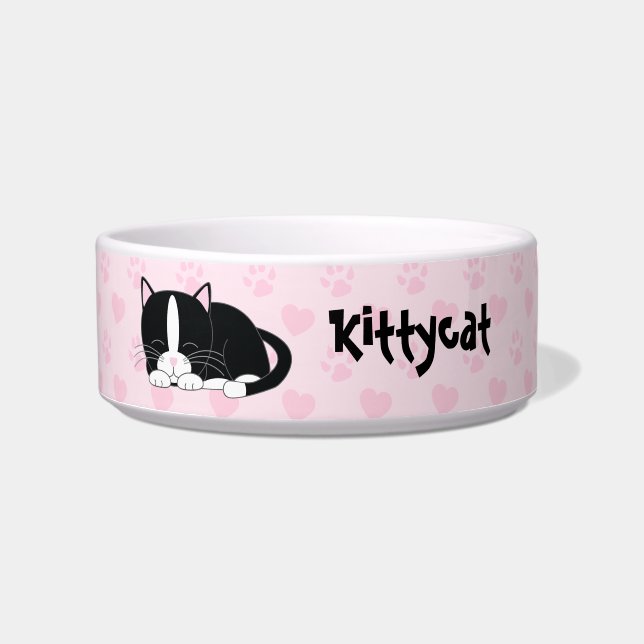 Sleepy Tuxedo Katze {pink} Napf (Vorderseite)