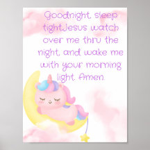 Sleepy unicorn Gebet Poster