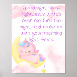 Sleepy unicorn Gebet Poster