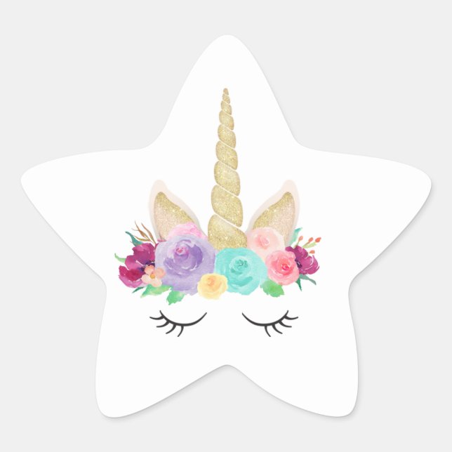 Sleepy Unicorn Geburtstag Baby Shower Star Sticker (Vorderseite)