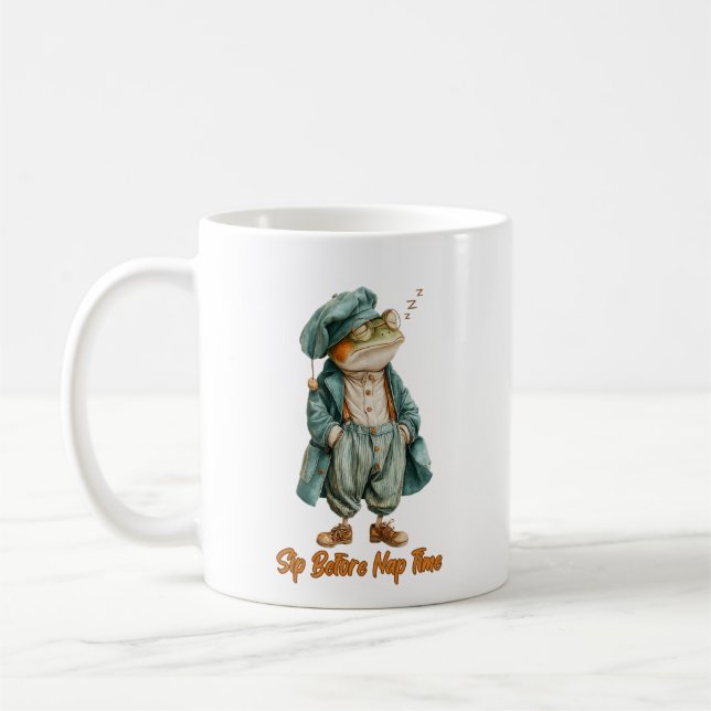 Sleepy Vintage Frog Coffee Mug (Gauche)