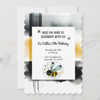 Sleepy Whimsical Bee Birthday Party Einladung