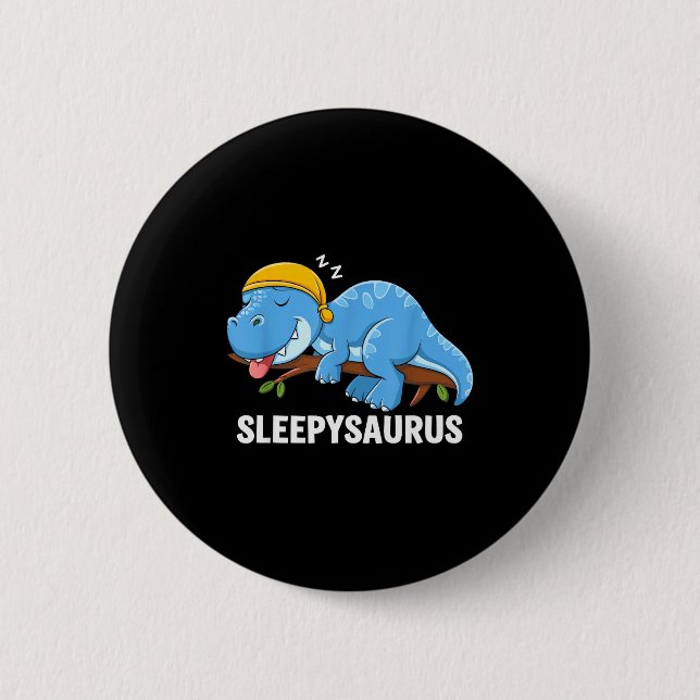 Sleepysaurus Dinosaur Pajama Sleeng  Button (Vorderseite)