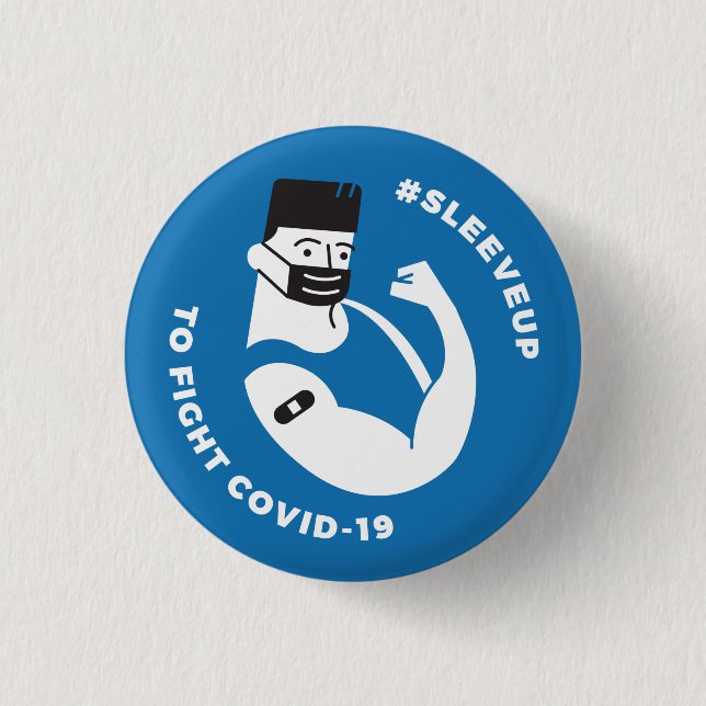 #sleeveup to Fight COVID-19 - Masc Blue Button (Vorderseite)