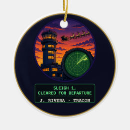 Sleigh 1 Abflug freigegeben ATC Weihnachten Keramik Ornament