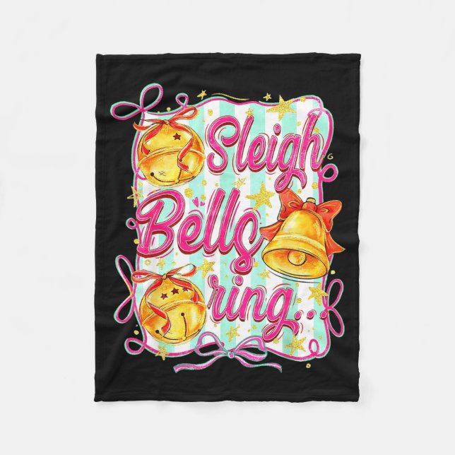 Sleigh Bells Ring Christmas Design For Girls  Fleecedecke (Vorderseite)
