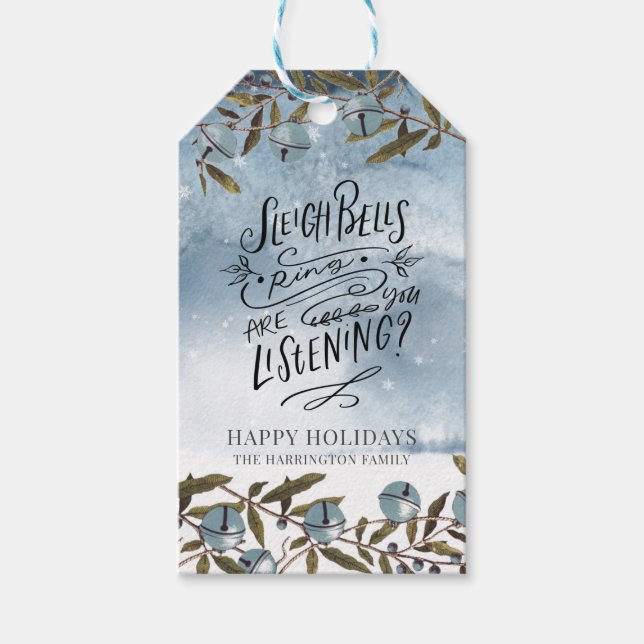 Sleigh Bells Ring sind Sie hören Weihnachten Geschenkanhänger (Vorderseite)