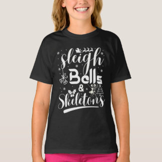 Sleigh bells & skeletons dancing funny christmas T-Shirt