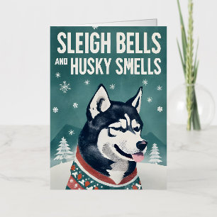 Sleigh Bells und Husky Riechen Husky Weihnachten