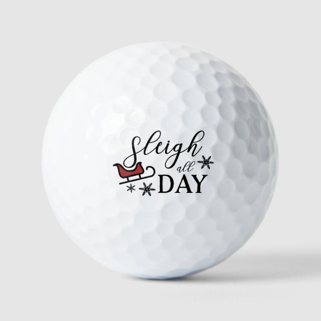 Sleigh Der ganze Tag Weihnachtsfeiertag Golfball (Vorderseite)