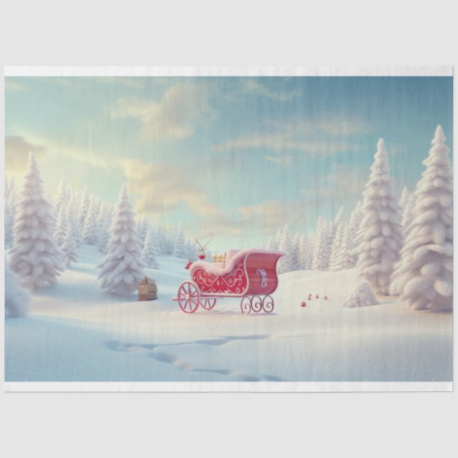 Sleigh in Schnee 2 Dekoupage Paper Seidenpapier (Vorderseite)