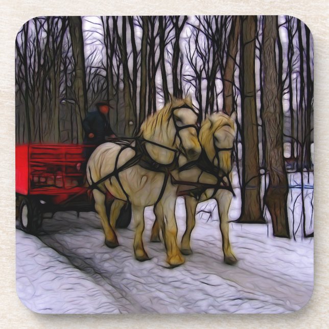 Sleigh Ride in the snow collection Untersetzer (Vorderseite)