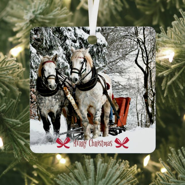Sleigh Ride, Merry Christmas Ornament Aus Metall (InSitu)