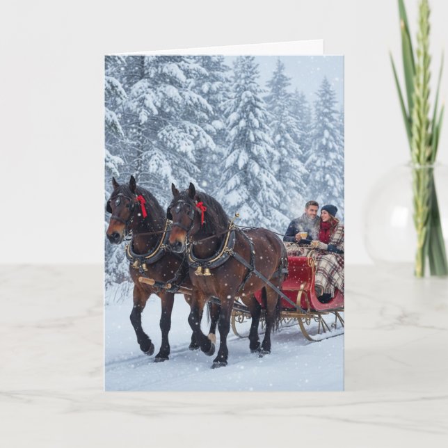 Sleigh rides and snowfall- Christmas Card Karte (Vorderseite)