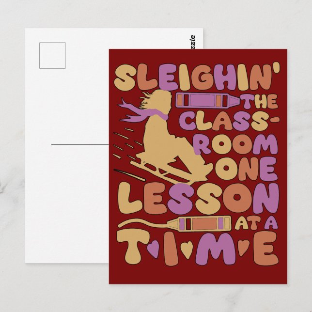 Sleigh Rides Best Teacher Geschenke für Weihnachte Postkarte (Vorne/Hinten)