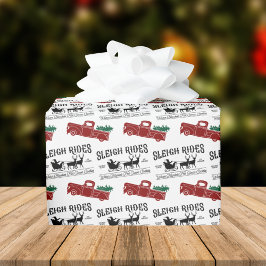 Sleigh Rides Rustic Red Truck Weihnachten Geschenkpapier