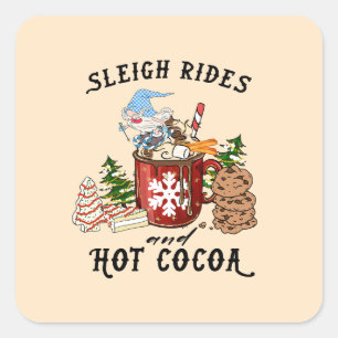 Sleigh Rides und Hot Cocoa - Skandinavien Gnome Quadratischer Aufkleber