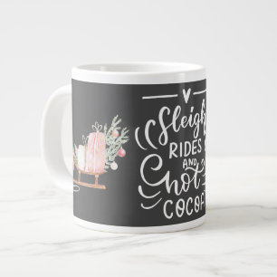 Sleigh Rides und Hot Cocoa Weihnachten Grau Jumbo-Tasse