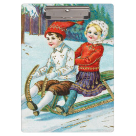 Sleigh riding at Christmas time Klemmbrett