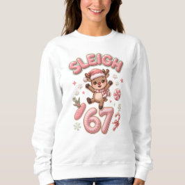 Sleigh Six Seven Cute Reindeer Christmas Meme Sweatshirt