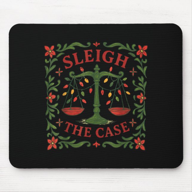 Sleigh The Case Funny Lawyer Xmas Design  Mousepad (Vorne)