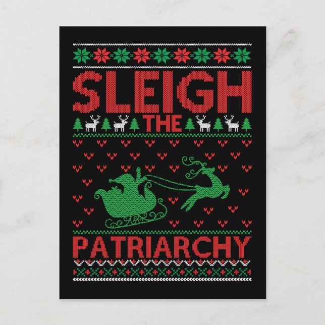 Sleigh The Patriarchy Feminist Christmas Postkarte (Vorderseite)