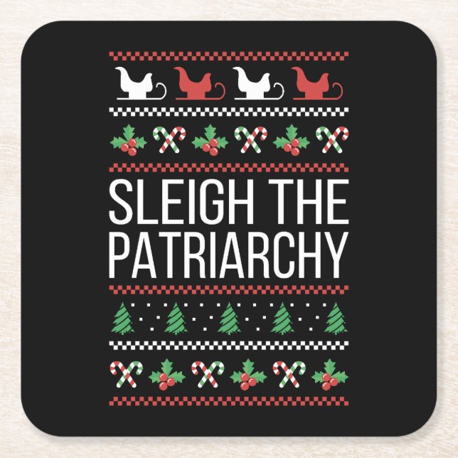 Sleigh The Patriarchy II Rechteckiger Pappuntersetzer (Vorderseite)