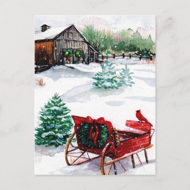 Sleigh und Red Robin Postkarte (Vorderseite)