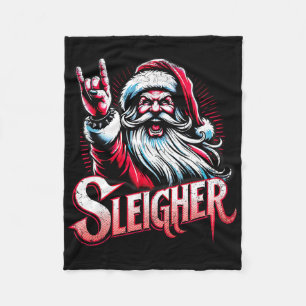 Sleigher Hail Santa Heavy Metal Weihnachten für Mä Fleecedecke