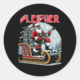 Sleigher Hail Santa Heavy Metal Weihnachts Rock Xm Runder Aufkleber