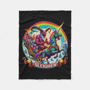 Sleigher Krampus Einhorn Dämon Horror Weihnachten Fleecedecke