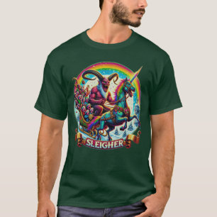 Sleigher Krampus Einhorn Dämon Horror Weihnachten T-Shirt