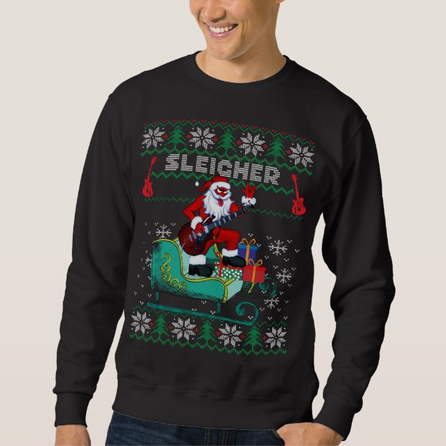 Sleigher Santa Ugly Christmas Sweater Design Sweatshirt (Vorderseite)