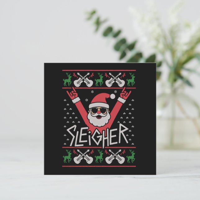 Sleigher Santa Weihnachten Rock n Roll hässlicher  (Stehend Vorderseite)