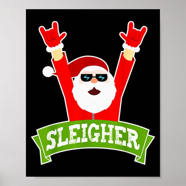 Sleigher Ugly Sweater Heavy Metal Christmas Sweate Poster (Vorne)