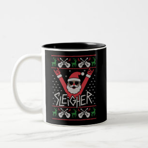 Sleigher Weihnachtsmann Christmas Rock n Roll häss Zweifarbige Tasse