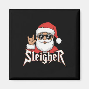 Sleigher Weihnachtsmann Lustige Rockmusik Weihnach Magnet
