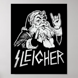 Sleigher Weihnachtsmann Rock On Goth Heavy Metal C Poster