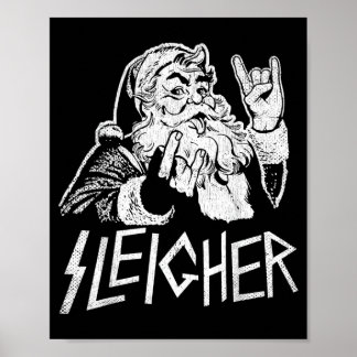 Sleigher Weihnachtsmann Rock On Goth Heavy Poster