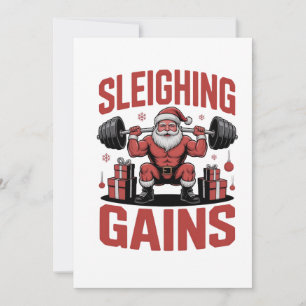 Sleighin' Gains Santa stemmt Gewichte Weihnachten Dankeskarte