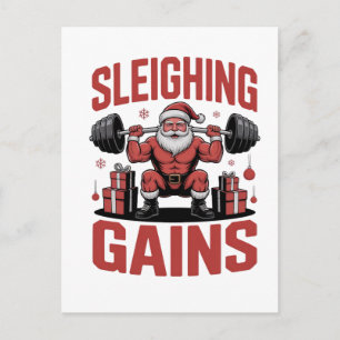Sleighin' Gains Santa stemmt Gewichte Weihnachten Postkarte