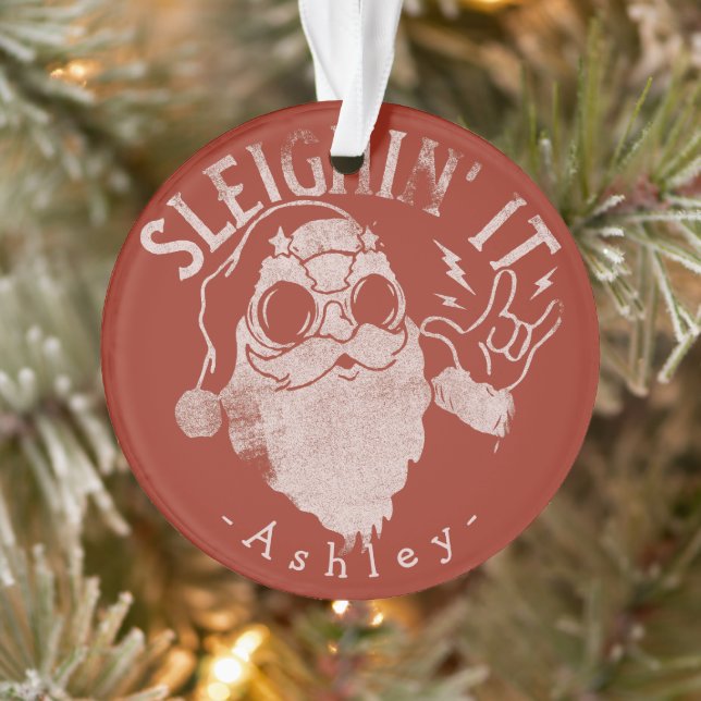 Sleighin It Funny Père Noël Sleigh Noël (Arbre)