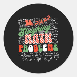 Sleighing Math Problem Mathe Lehrer Weihnachten Runder Aufkleber