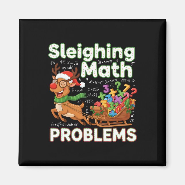 Sleighing Math Problems Christmas Funny Math Teach Magnet (Vorne)