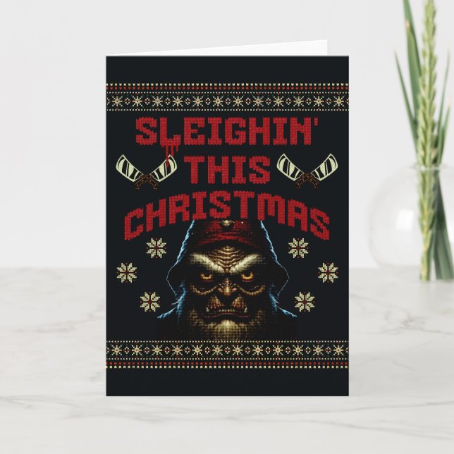 Sleighin's Christmas Horror Pun Karte (Vorderseite)